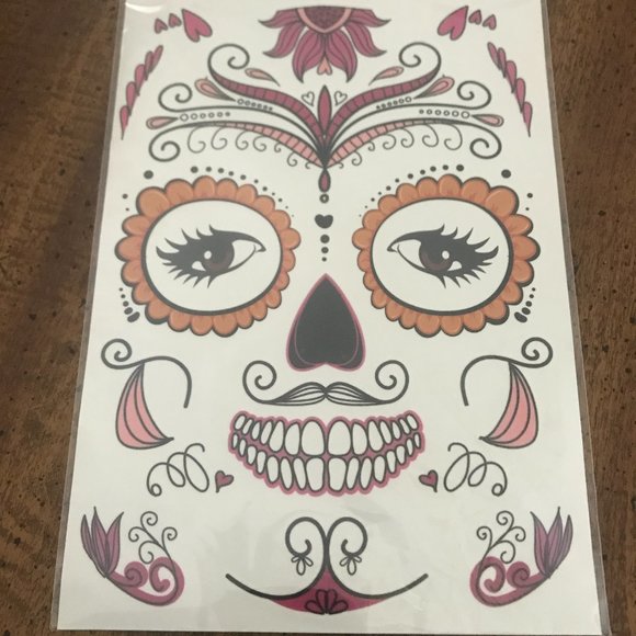 Set of 2 Halloween Temporary Face Mask Tattoos - Picture 2 of 5